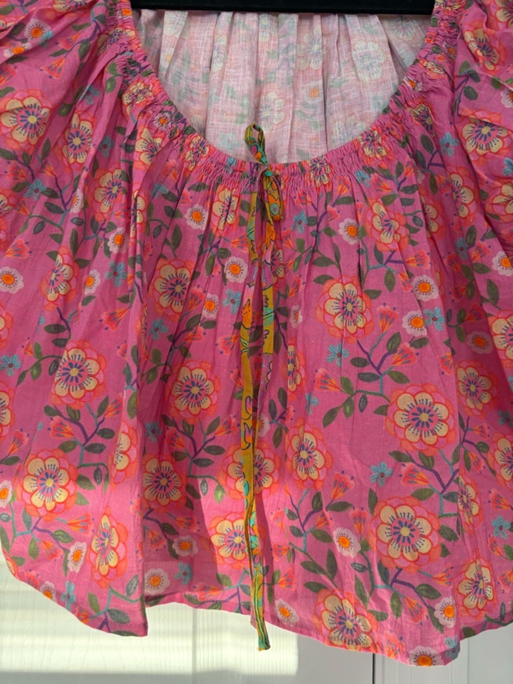 Natural Life Floral Peasant Blouse Pink Boho Cotton Flutter Sleeve Size XL - Picture 9 of 9